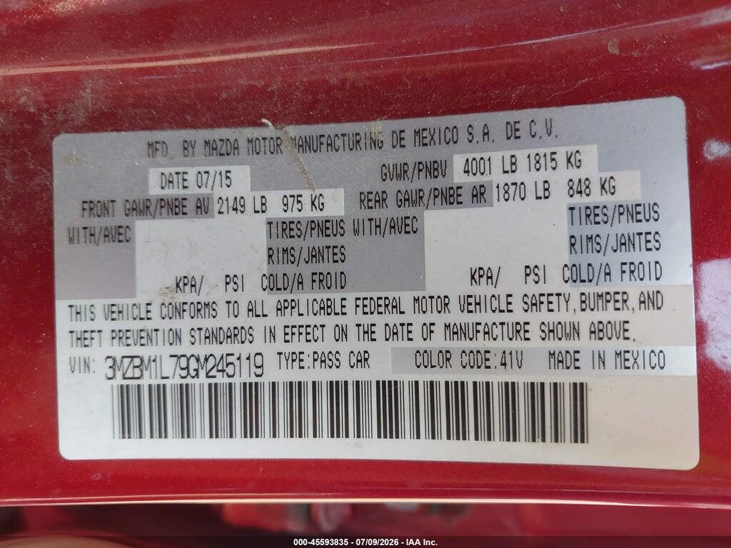 3MZBM1L79GM245119 2016 MAZDA MAZDA3 photo no. 9