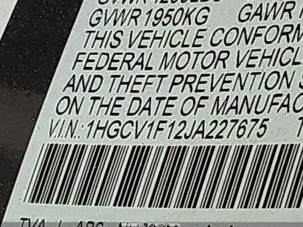 1HGCV1F12JA227675 2018 HONDA ACCORD photo no. 9