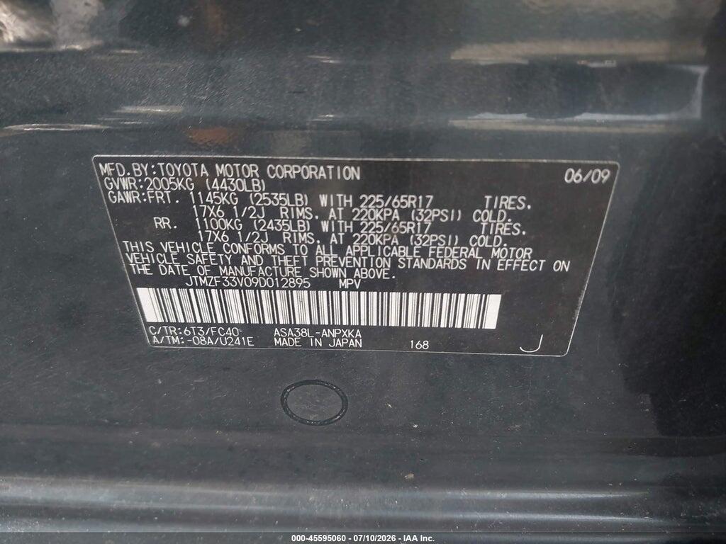 JTMZF33V09D012895 2009 TOYOTA RAV4 photo no. 9