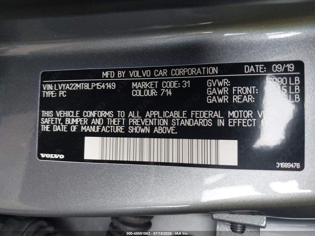 LVYA22MT8LP154149 2020 VOLVO S90 photo no. 9