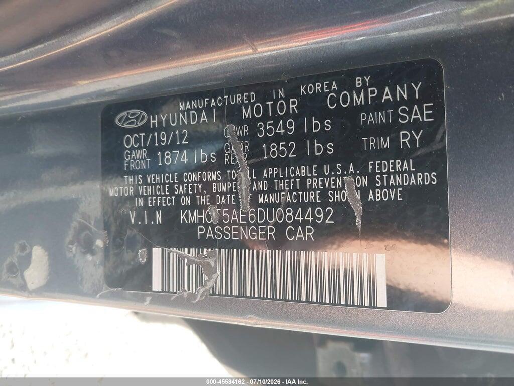 KMHCT5AE6DU084492 2013 HYUNDAI ACCENT photo no. 9