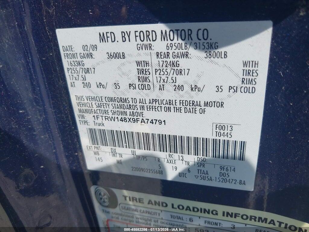 1FTRW148X9FA74791 2009 FORD F-150 photo no. 9