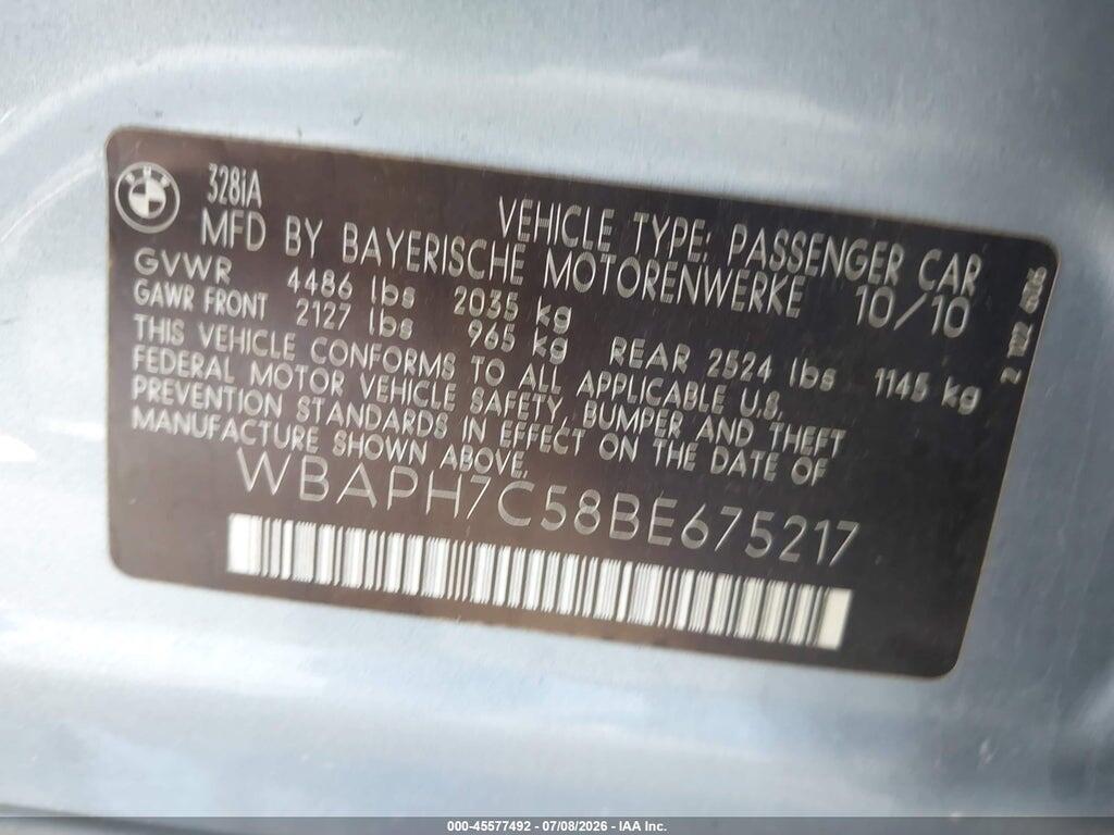 WBAPH7C58BE675217 2011 BMW 328I photo no. 9
