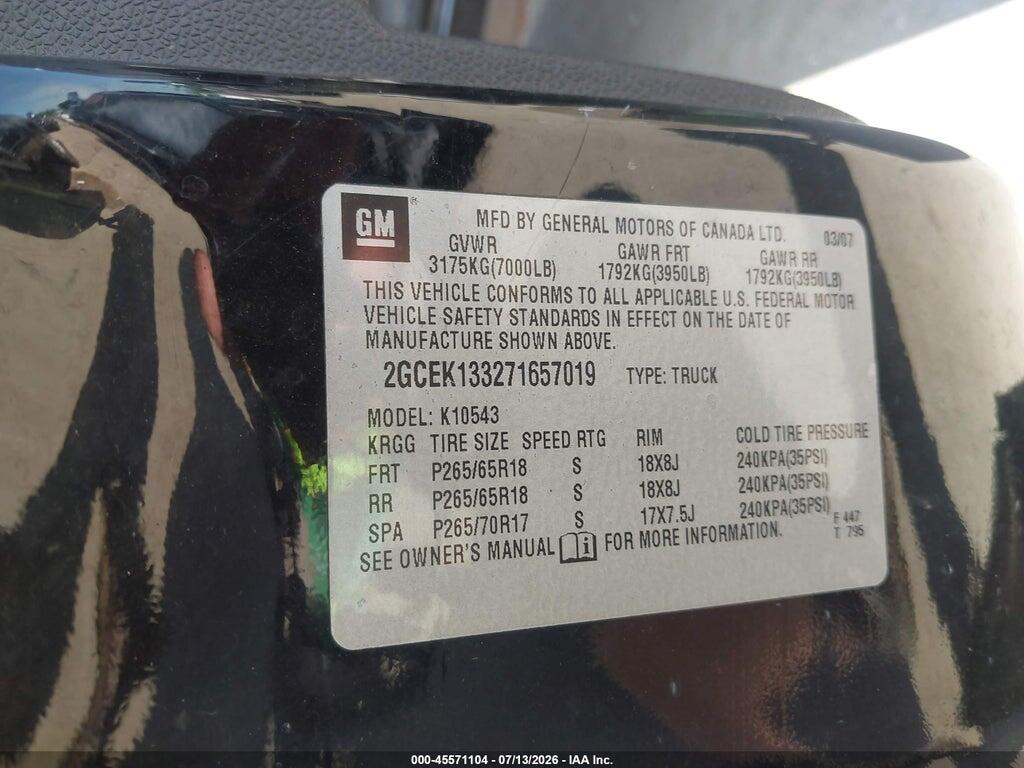 2GCEK133271657019 2007 CHEVROLET SILVERADO 1500 photo no. 9