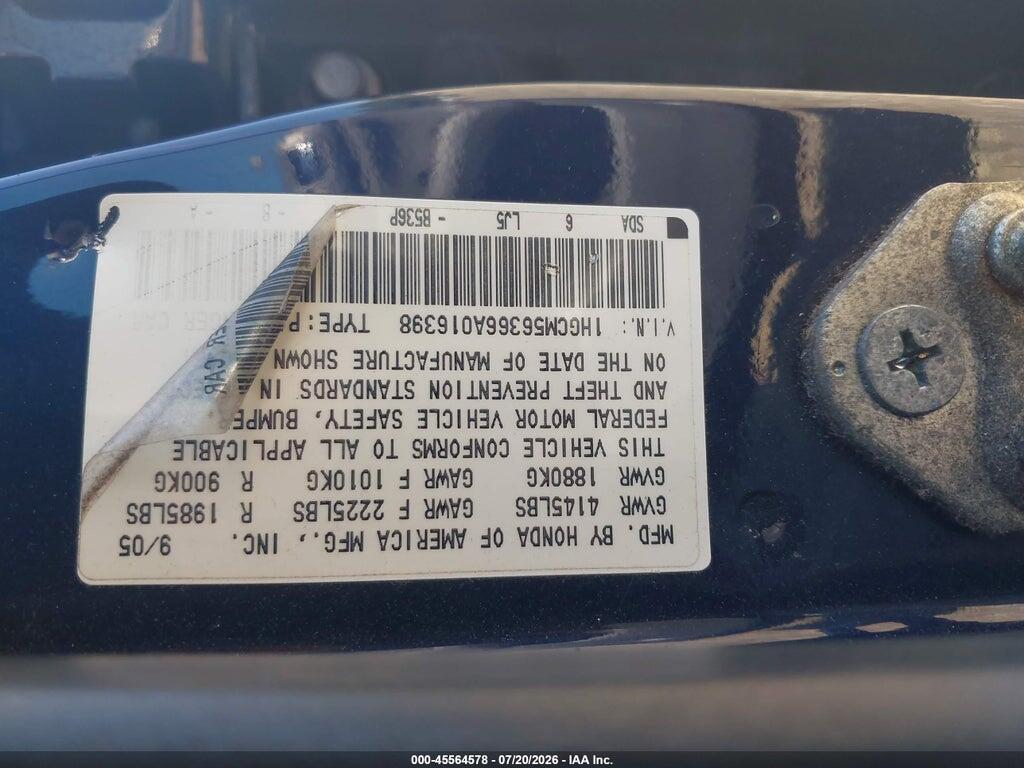1HGCM56366A016398 2006 HONDA ACCORD photo no. 9