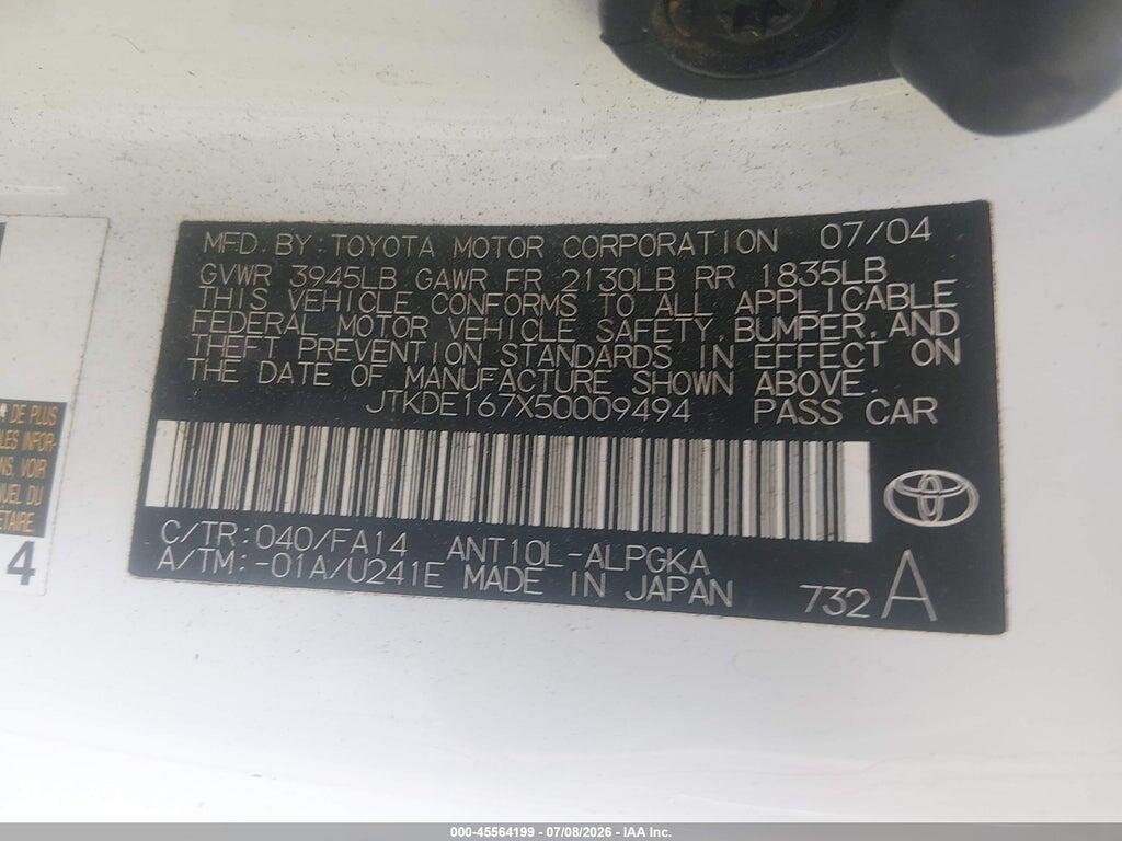 JTKDE167X50009494 2005 SCION TC photo no. 9