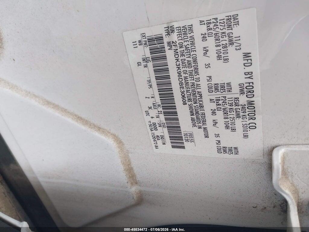 2FMDK3K96DBE30608 2013 FORD EDGE photo no. 9