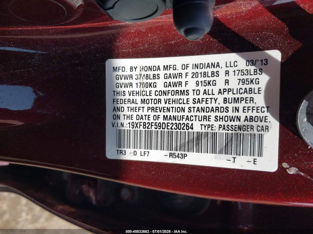 19XFB2F59DE230264 2013 HONDA CIVIC photo no. 9