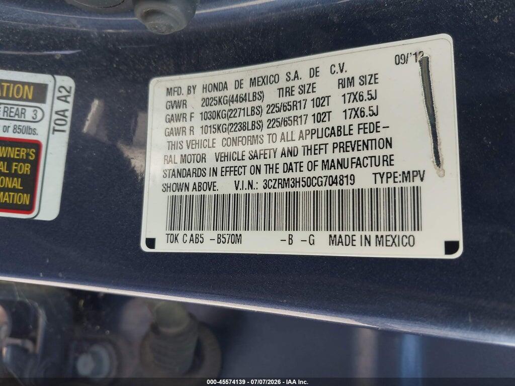 3CZRM3H50CG704819 2012 HONDA CR-V photo no. 9