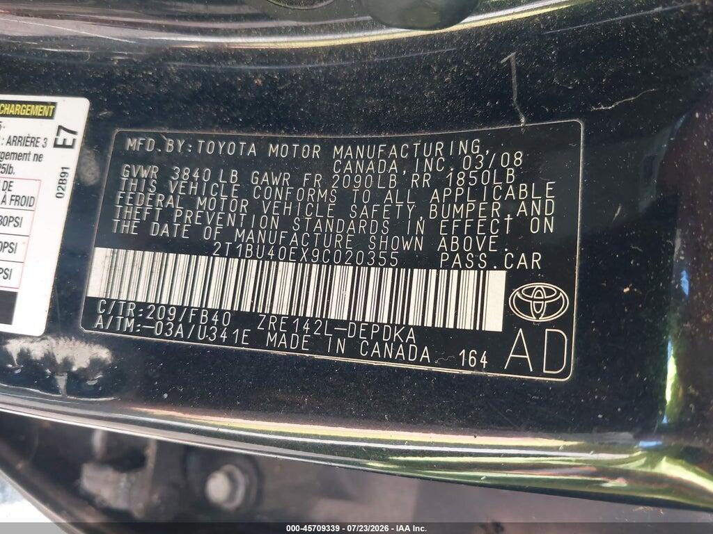 2T1BU40EX9C020355 2009 TOYOTA COROLLA photo no. 9