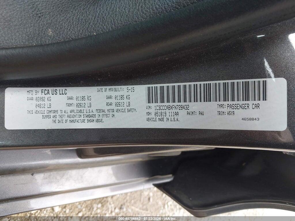 1C3CCCABXFN728432 2015 CHRYSLER 200 photo no. 9