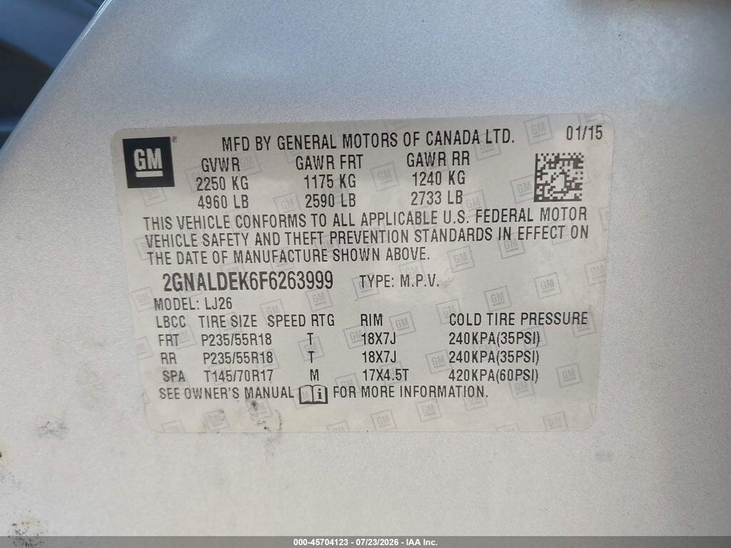 2GNALDEK6F6263999 2015 CHEVROLET EQUINOX photo no. 9