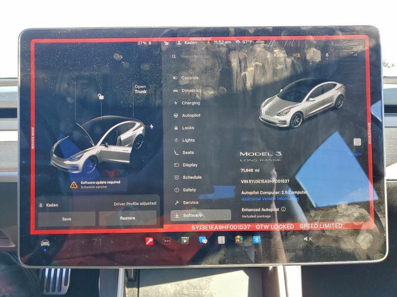 5YJ3E1EA9HF001537 2017 TESLA MODEL 3 photo no. 9