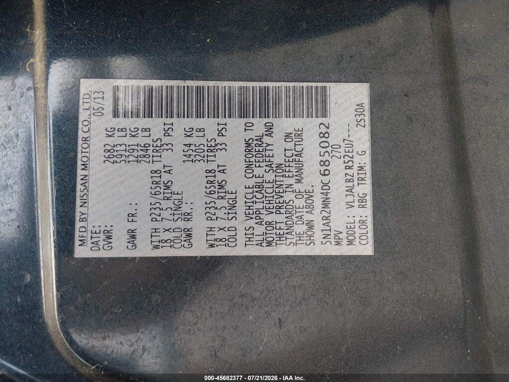 5N1AR2MN4DC685082 2013 NISSAN PATHFINDER photo no. 9