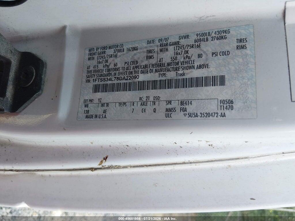 1FTSS34L78DA22090 2008 FORD E-350 SUPER DUTY photo no. 9