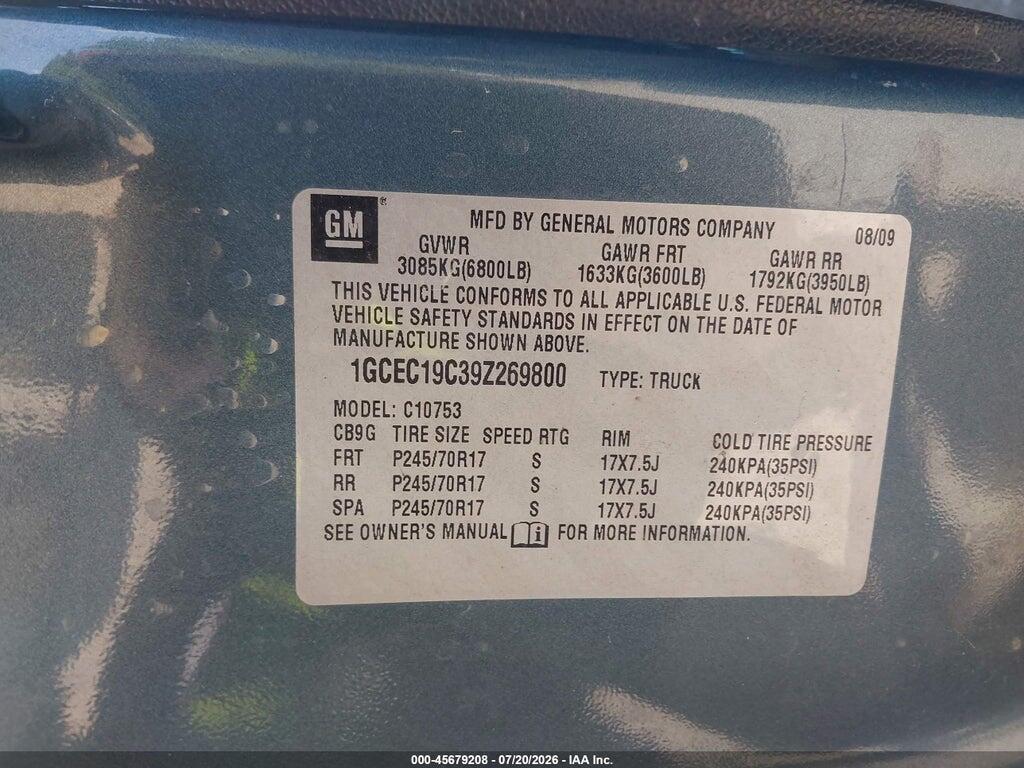 1GCEC19C39Z269800 2009 CHEVROLET SILVERADO 1500 photo no. 9