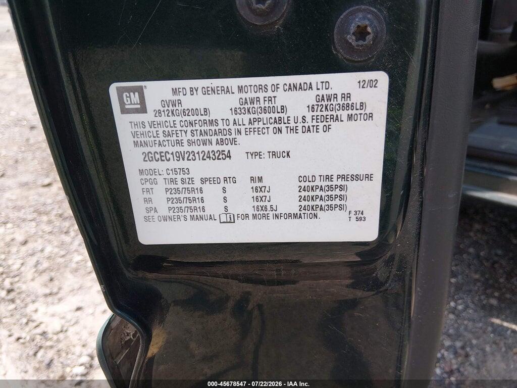 2GCEC19V231243254 2003 CHEVROLET SILVERADO 1500 photo no. 9