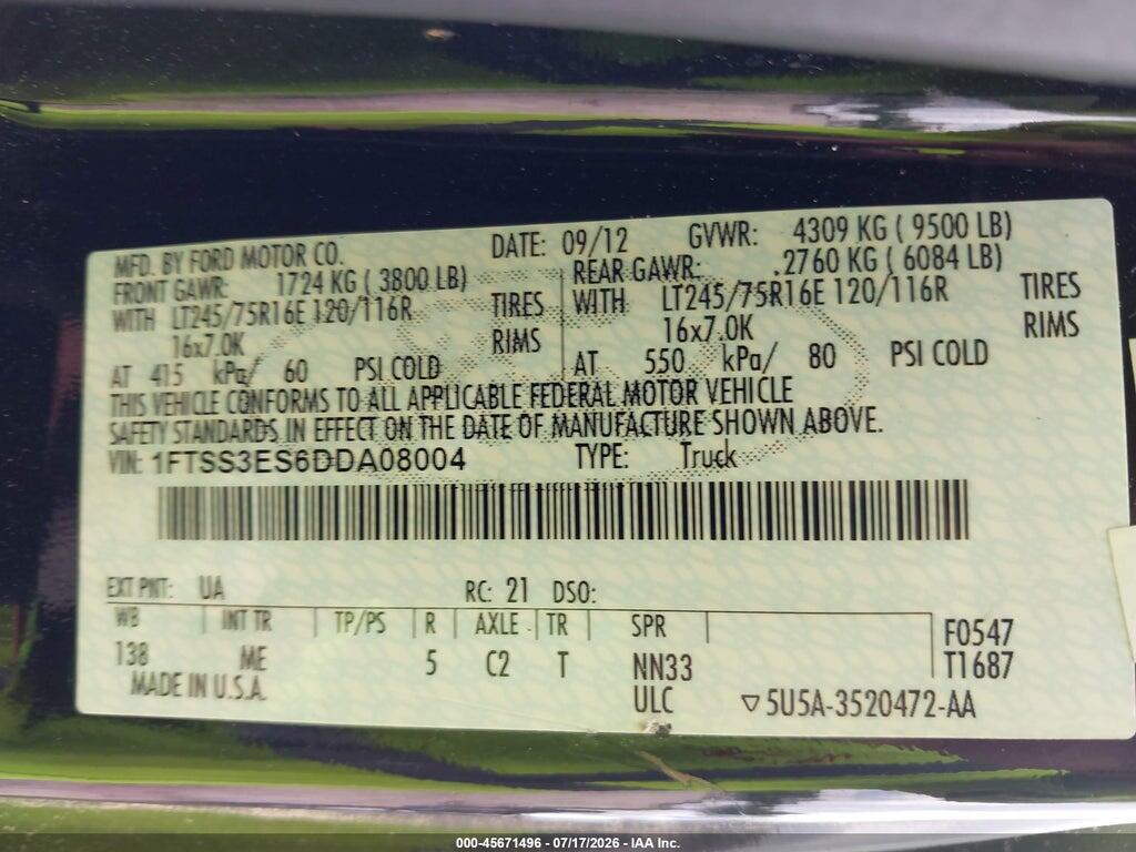 1FTSS3ES6DDA08004 2013 FORD E-350 SUPER DUTY photo no. 9