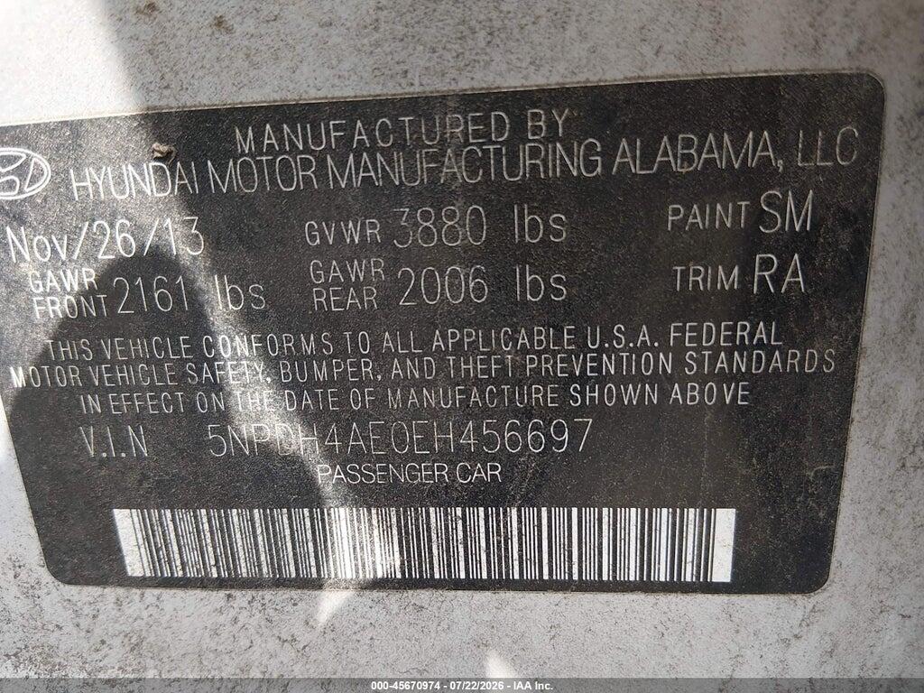 5NPDH4AE0EH456697 2014 HYUNDAI ELANTRA photo no. 9