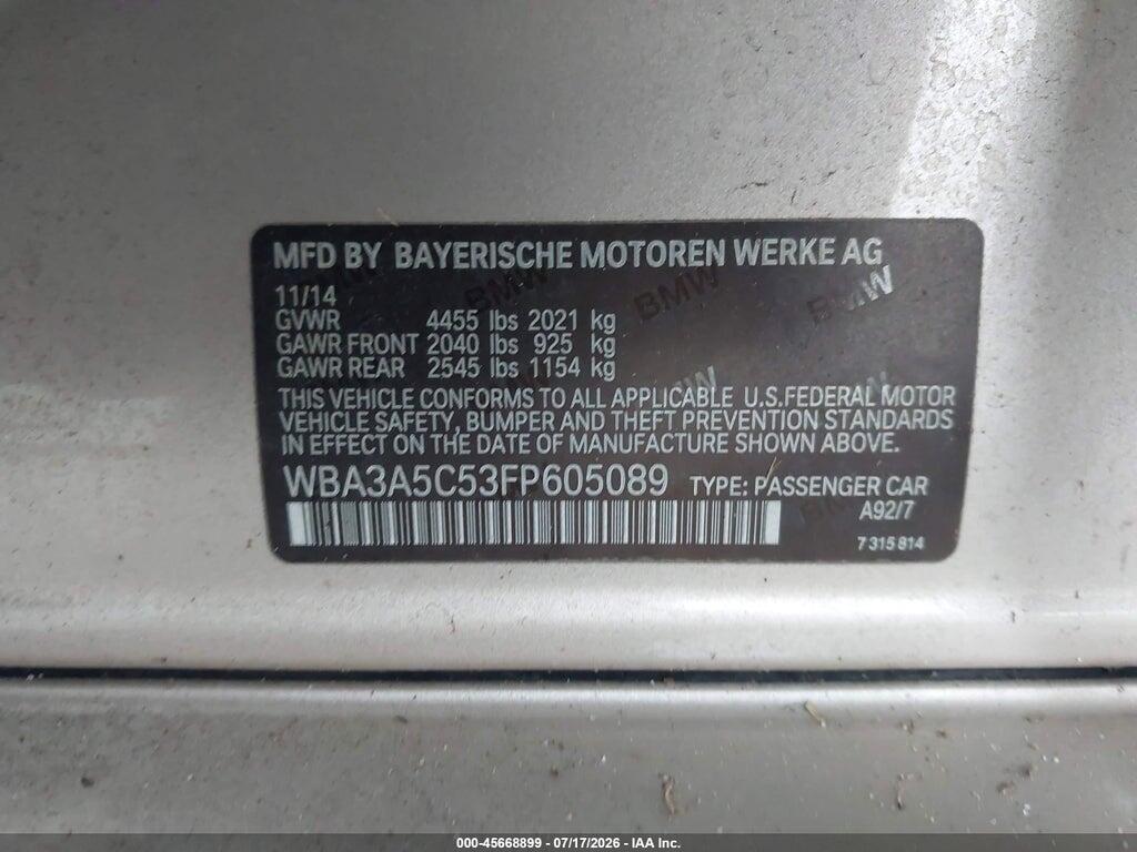 WBA3A5C53FP605089 2015 BMW 328I photo no. 9