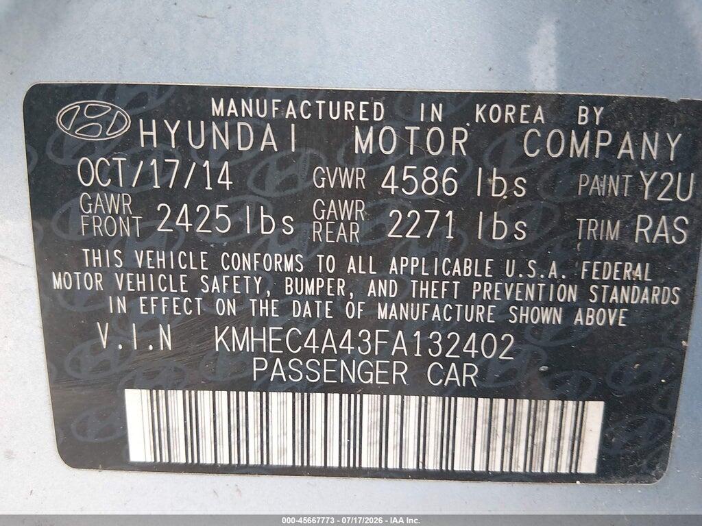 KMHEC4A43FA132402 2015 HYUNDAI SONATA HYBRID photo no. 9