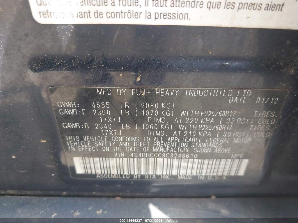4S4BRCCC9C3248610 2012 SUBARU OUTBACK photo no. 9