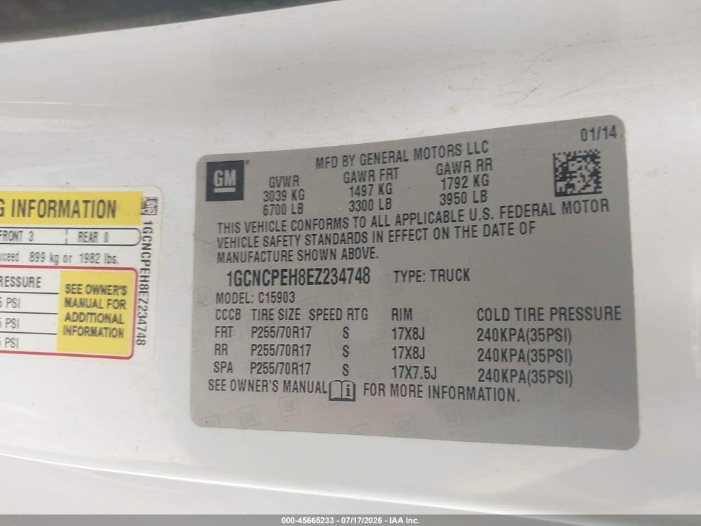 1GCNCPEH8EZ234748 2014 CHEVROLET SILVERADO 1500 photo no. 9