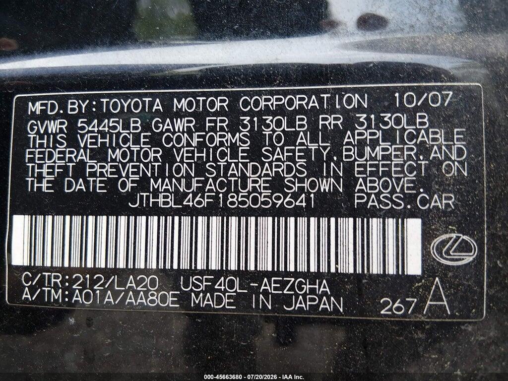 JTHBL46F185059641 2008 LEXUS LS 460 photo no. 9
