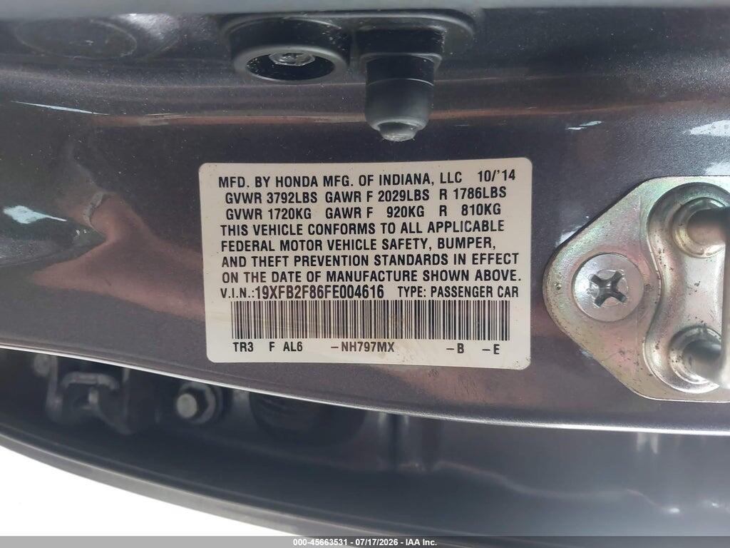 19XFB2F86FE004616 2015 HONDA CIVIC photo no. 9