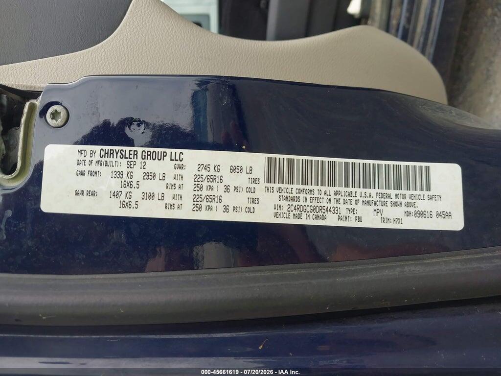 2C4RDGCG0DR544331 2013 DODGE GRAND CARAVAN photo no. 9