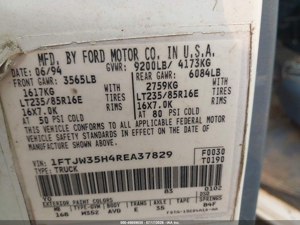 1FTJW35H4REA37829 1994 FORD F350 photo no. 9