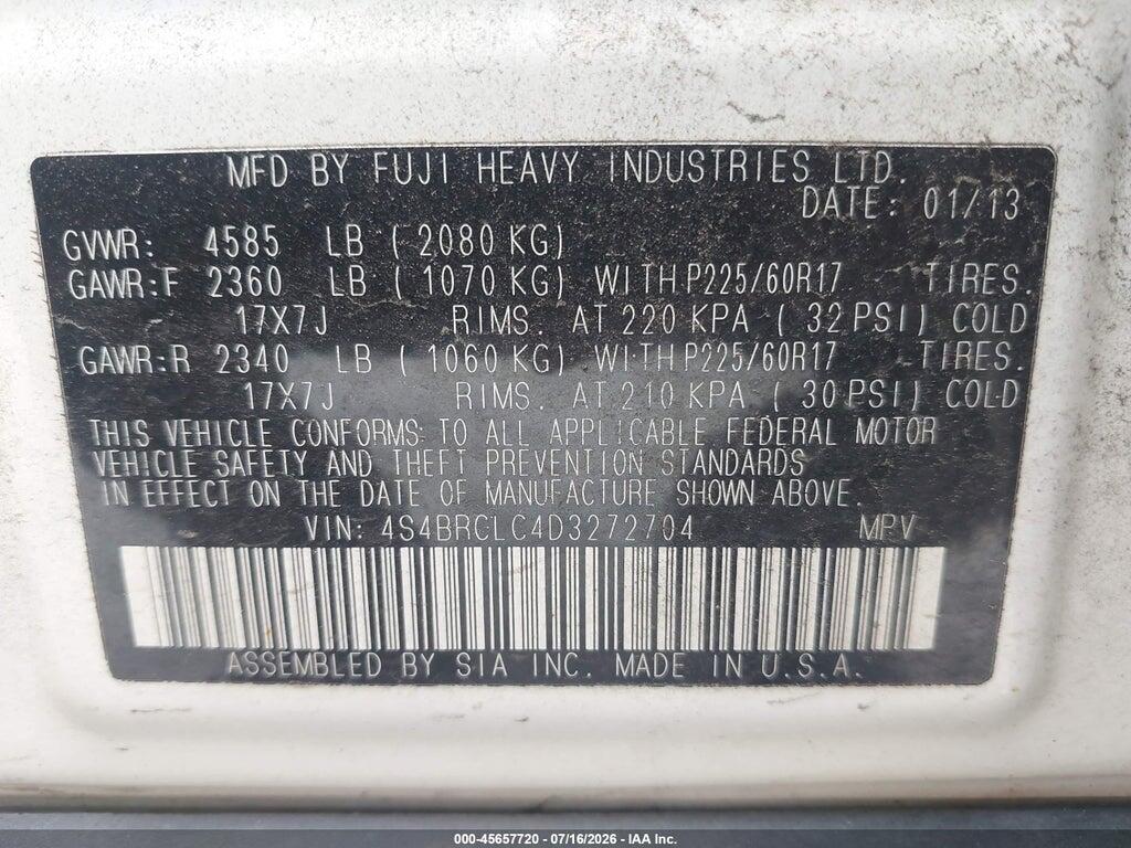 4S4BRCLC4D3272704 2013 SUBARU OUTBACK photo no. 9