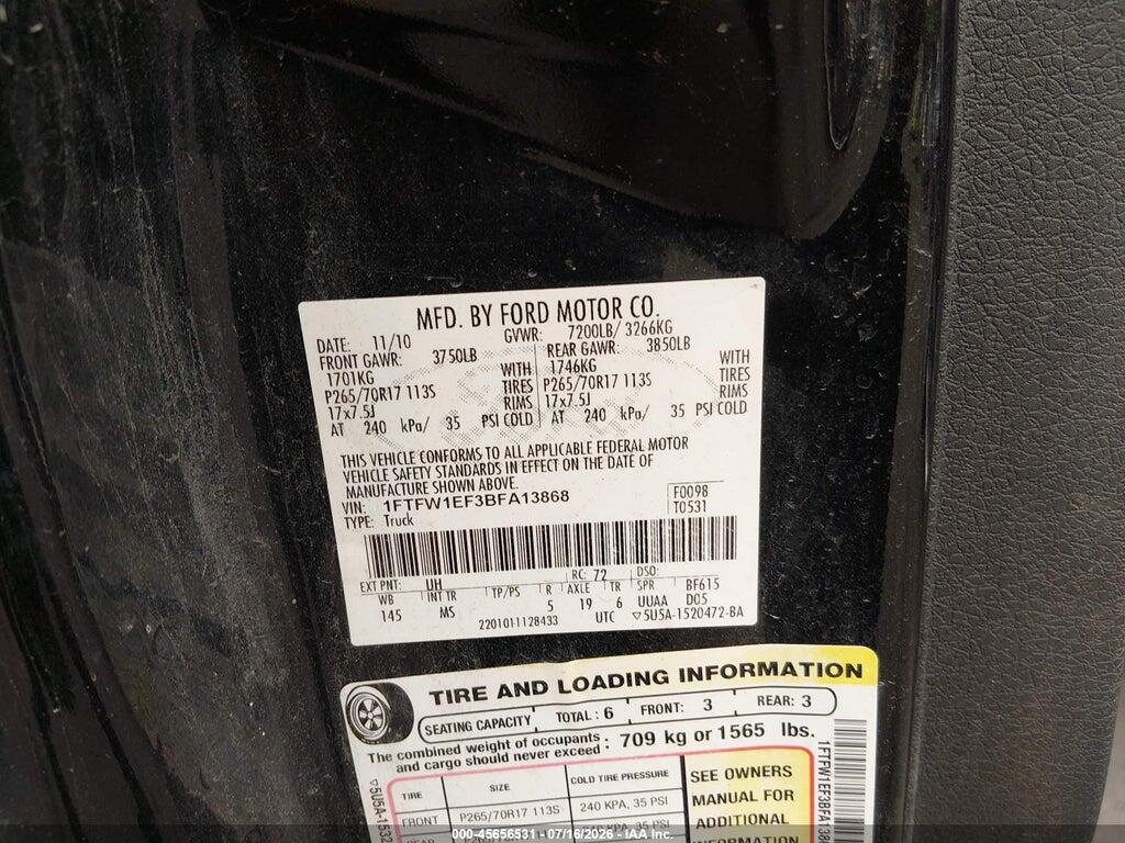 1FTFW1EF3BFA13868 2011 FORD F-150 photo no. 9