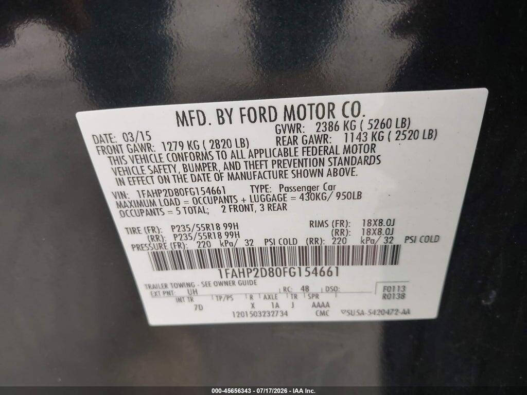 1FAHP2D80FG154661 2015 FORD TAURUS photo no. 9