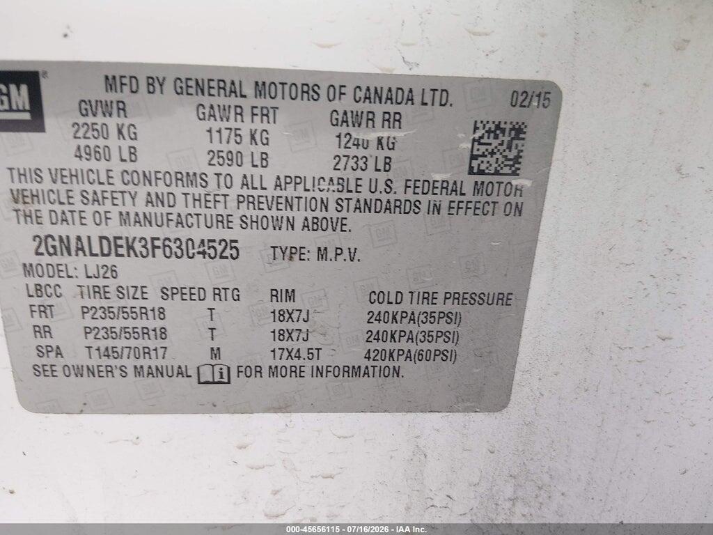 2GNALDEK3F6304525 2015 CHEVROLET EQUINOX photo no. 9