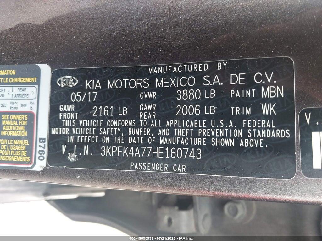3KPFK4A77HE160743 2017 KIA FORTE photo no. 9
