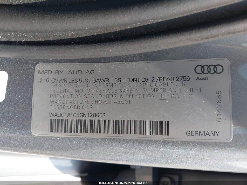 WAUGFAFC8GN128663 2016 AUDI A6 photo no. 9