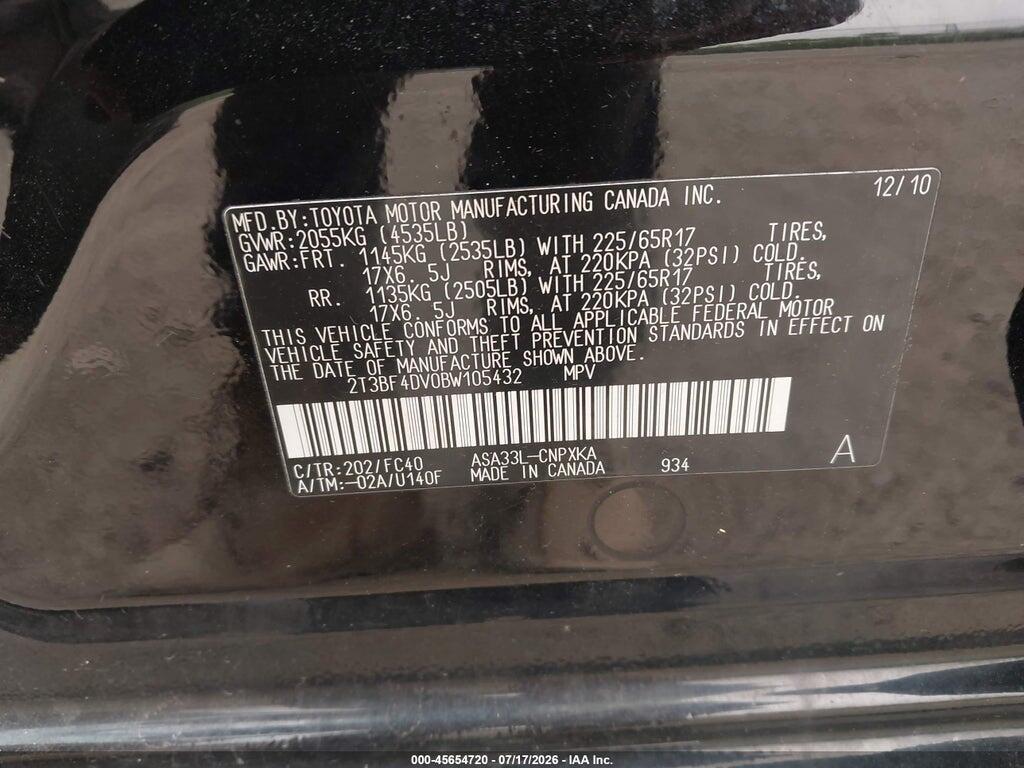 2T3BF4DV0BW105432 2011 TOYOTA RAV4 photo no. 9