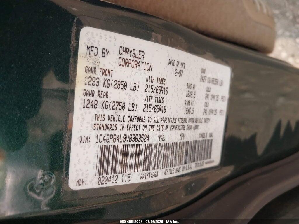 1C4GP64L9VB363524 1997 CHRYSLER TOWN & COUNTRY photo no. 9