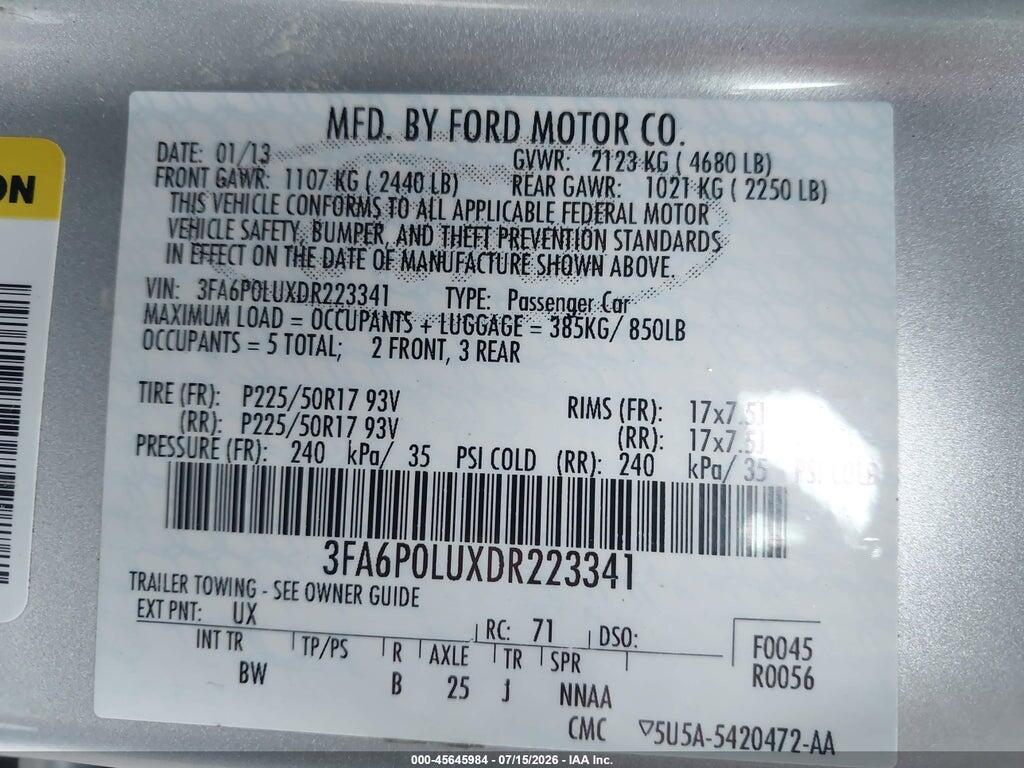 3FA6P0LUXDR223341 2013 FORD FUSION HYBRID photo no. 9