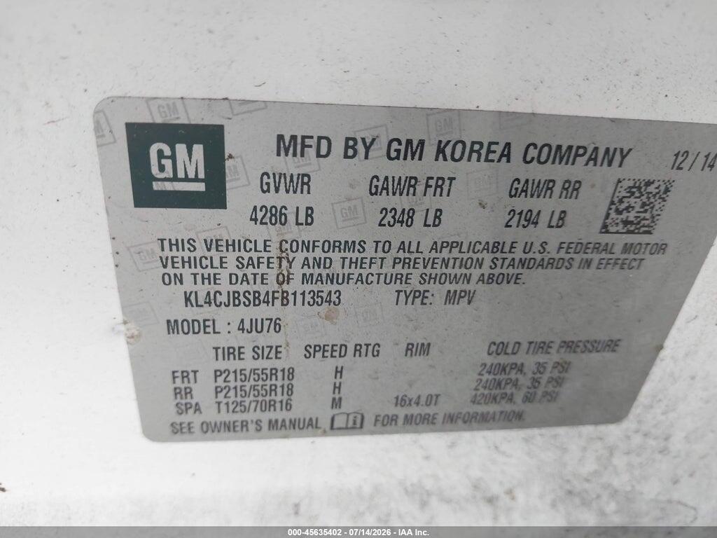 KL4CJBSB4FB113543 2015 BUICK ENCORE photo no. 9