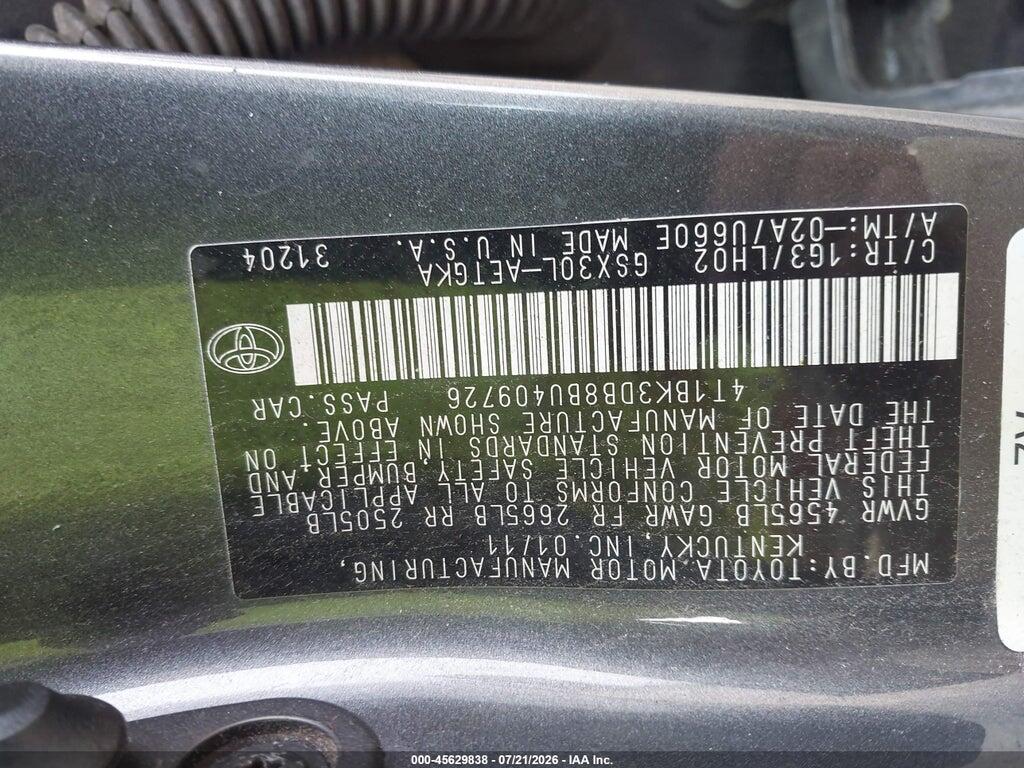 4T1BK3DB8BU409726 2011 TOYOTA AVALON photo no. 9