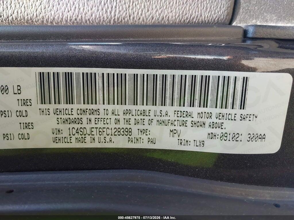 1C4SDJET6FC128398 2015 DODGE DURANGO photo no. 9