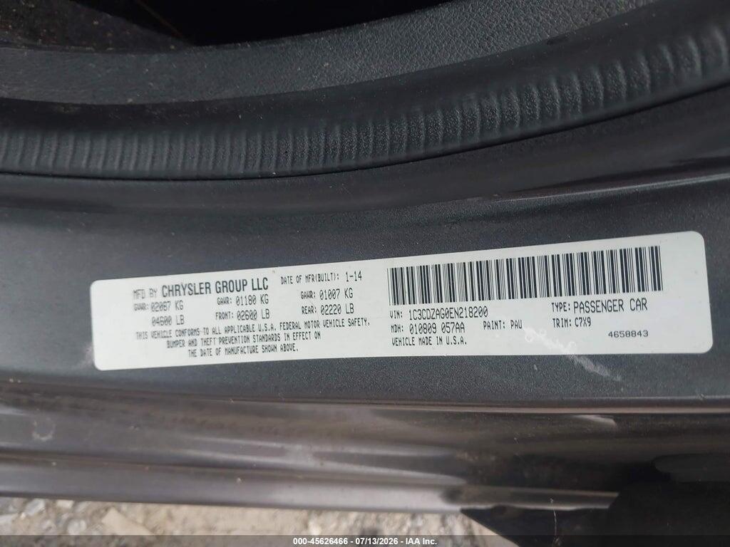 1C3CDZAG0EN218200 2014 DODGE AVENGER photo no. 9