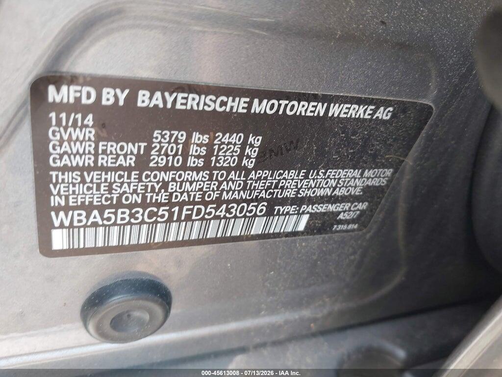 WBA5B3C51FD543056 2015 BMW 535I photo no. 9