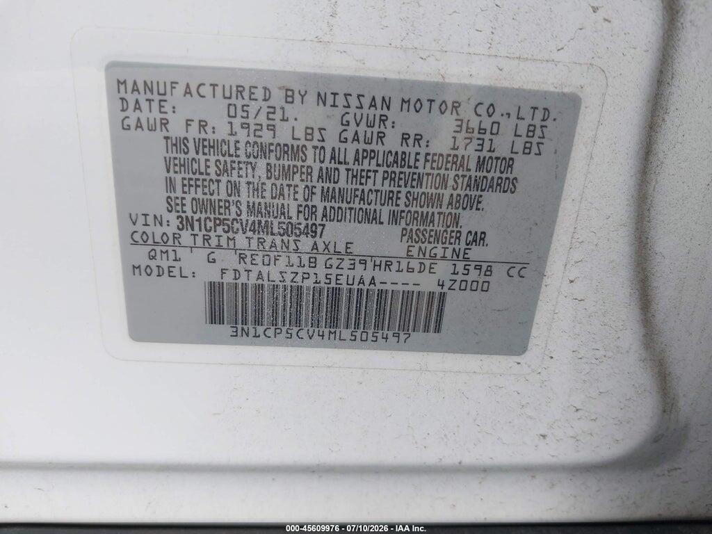 3N1CP5CV4ML505497 2021 NISSAN KICKS photo no. 9