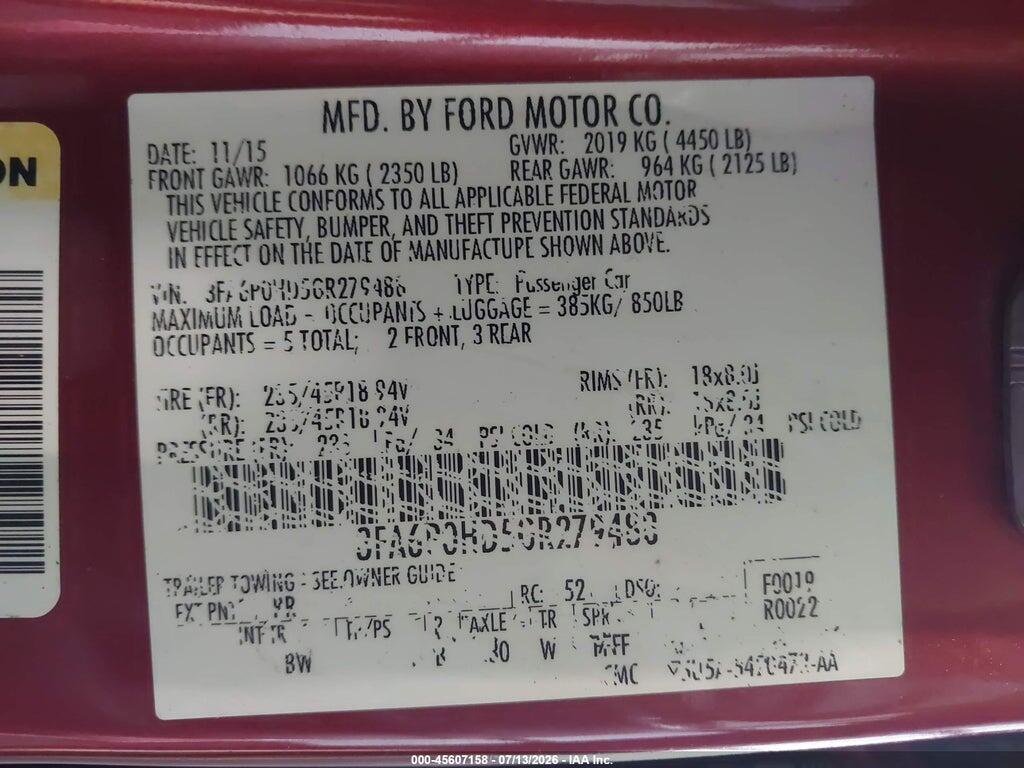 3FA6P0HD5GR279488 2016 FORD FUSION photo no. 9