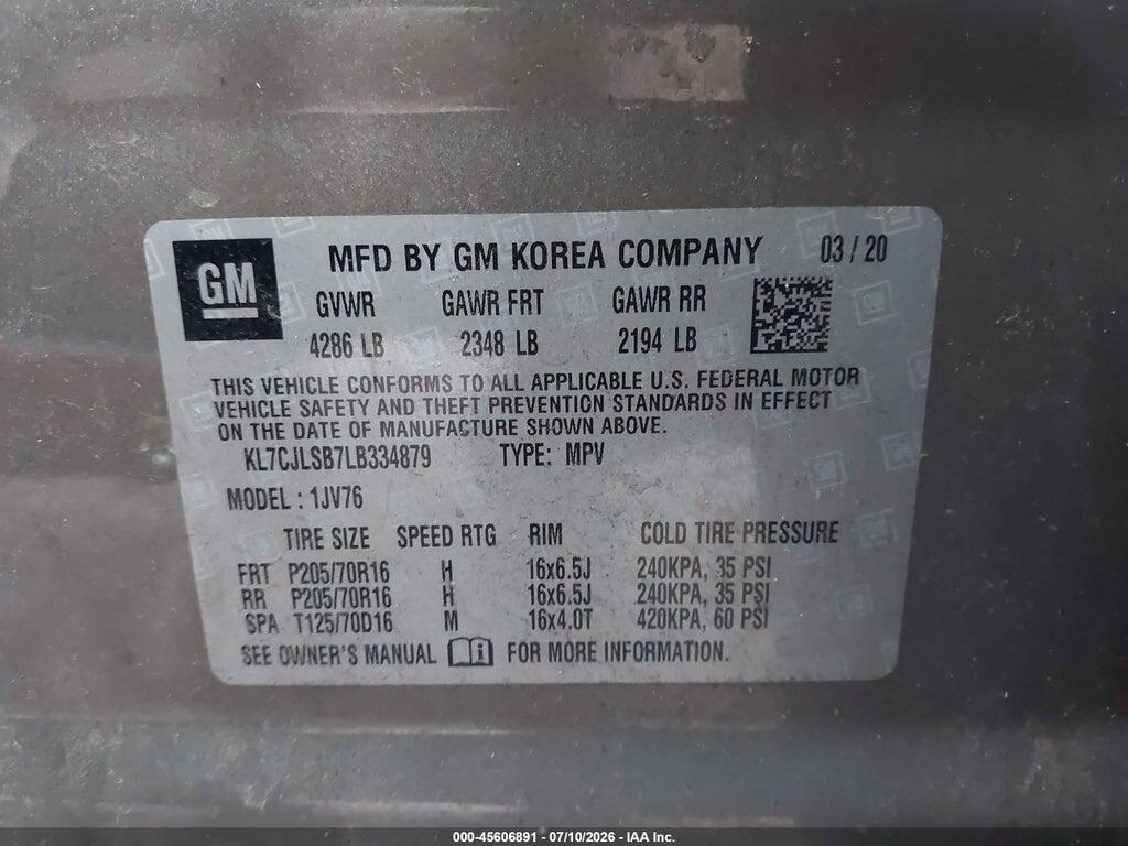 KL7CJLSB7LB334879 2020 CHEVROLET TRAX photo no. 9