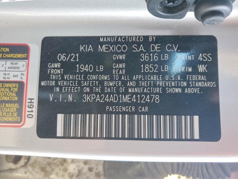 3KPA24AD1ME412478 2021 KIA RIO photo no. 12