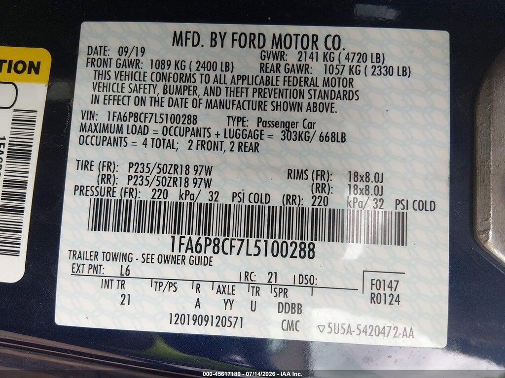 1FA6P8CF7L5100288 2020 FORD MUSTANG photo no. 9
